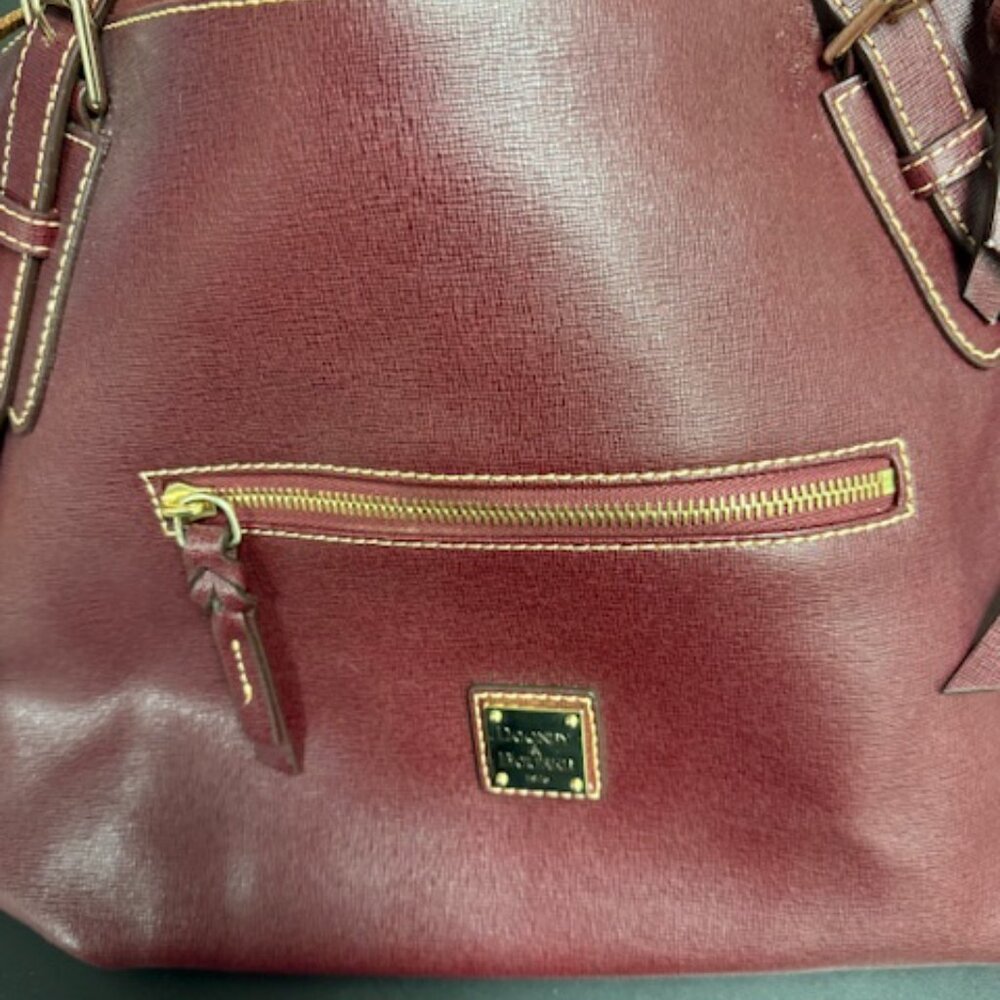 Dooney & Bourke Burgundy Leather Tote Shoulder Bag - Picture 8 of 8